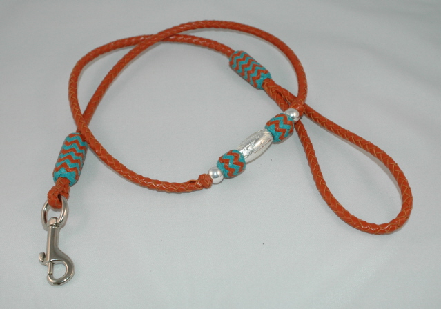  6 strands - saddle tan with turquoise accents 