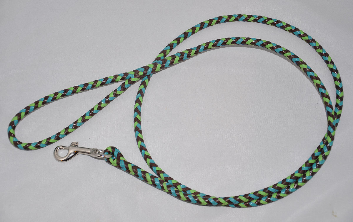  8 strands - havana brown, turquoise and lime green 